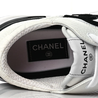 Chanel Calfskin Mesh Lycra Suede Womens Logo Sneakers 41 White 6 of 9