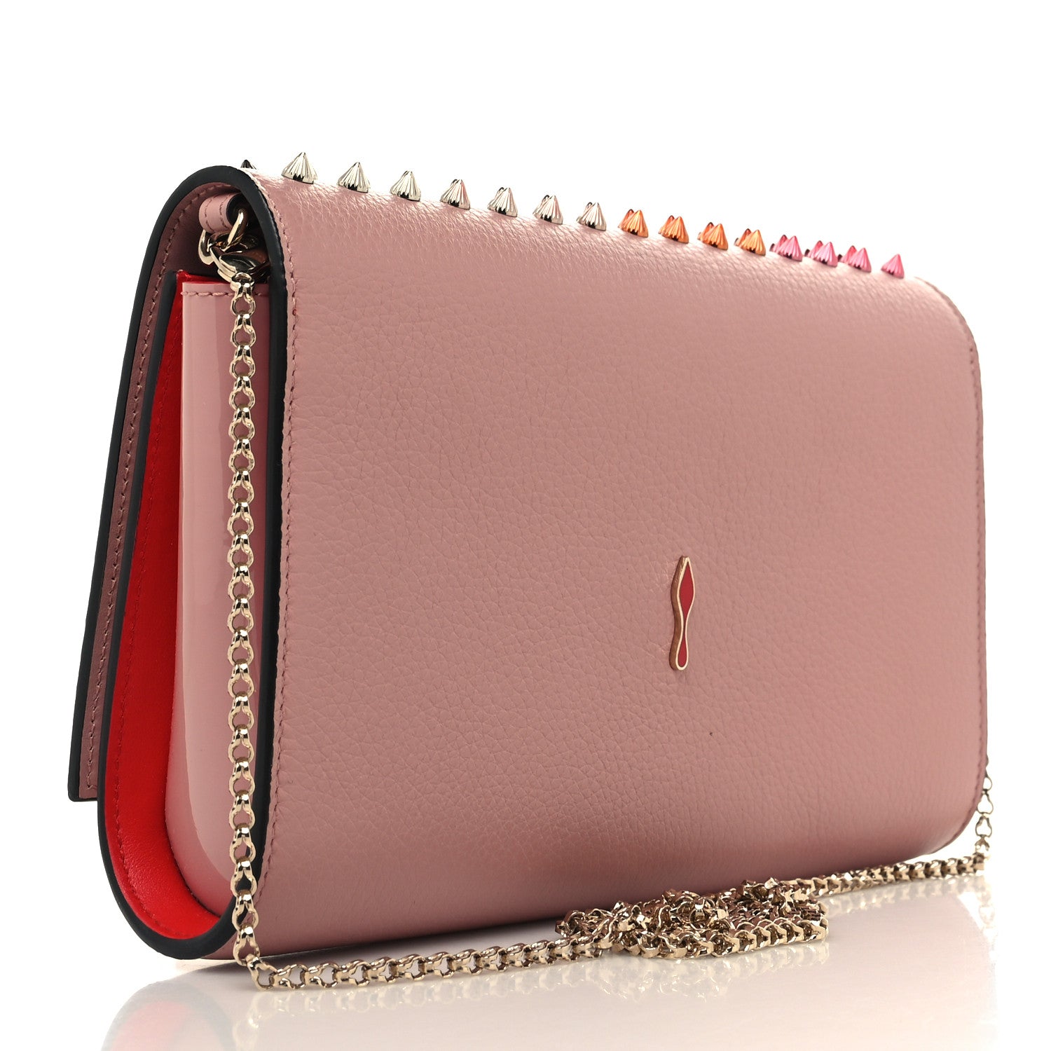 Christian Louboutin Calfskin Spikes Paloma Clutch Gold Dolly 3 of 10