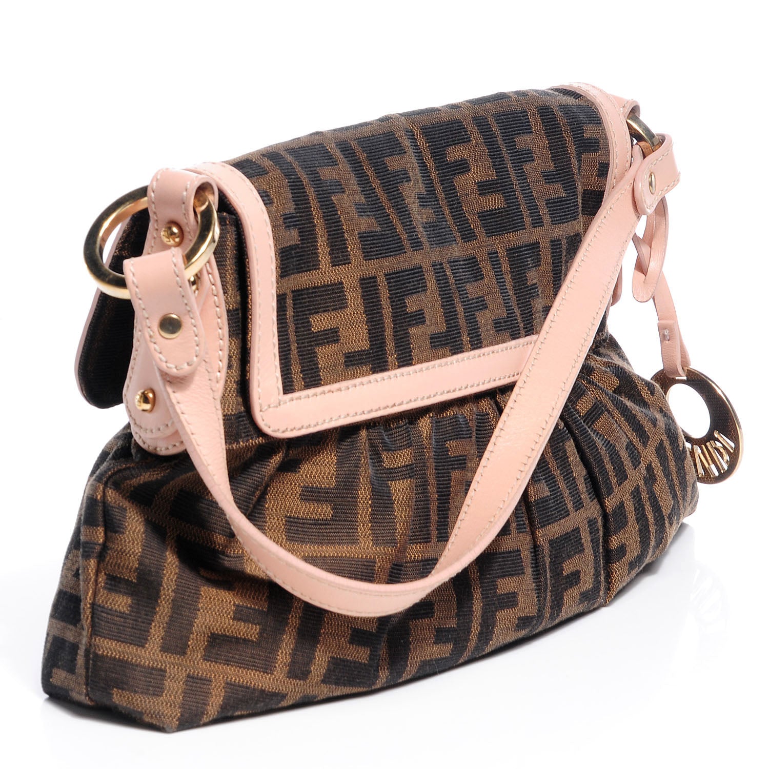 Fendi Zucca Cuoio Lucido Small Chef Shoulder Bag Tobacco Bois de Rose 4 of 10