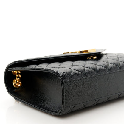 Saint Laurent Grain De Poudre Textured Mixed Matelasse Triquilt Medium Monogram Satchel Black 9 of 10