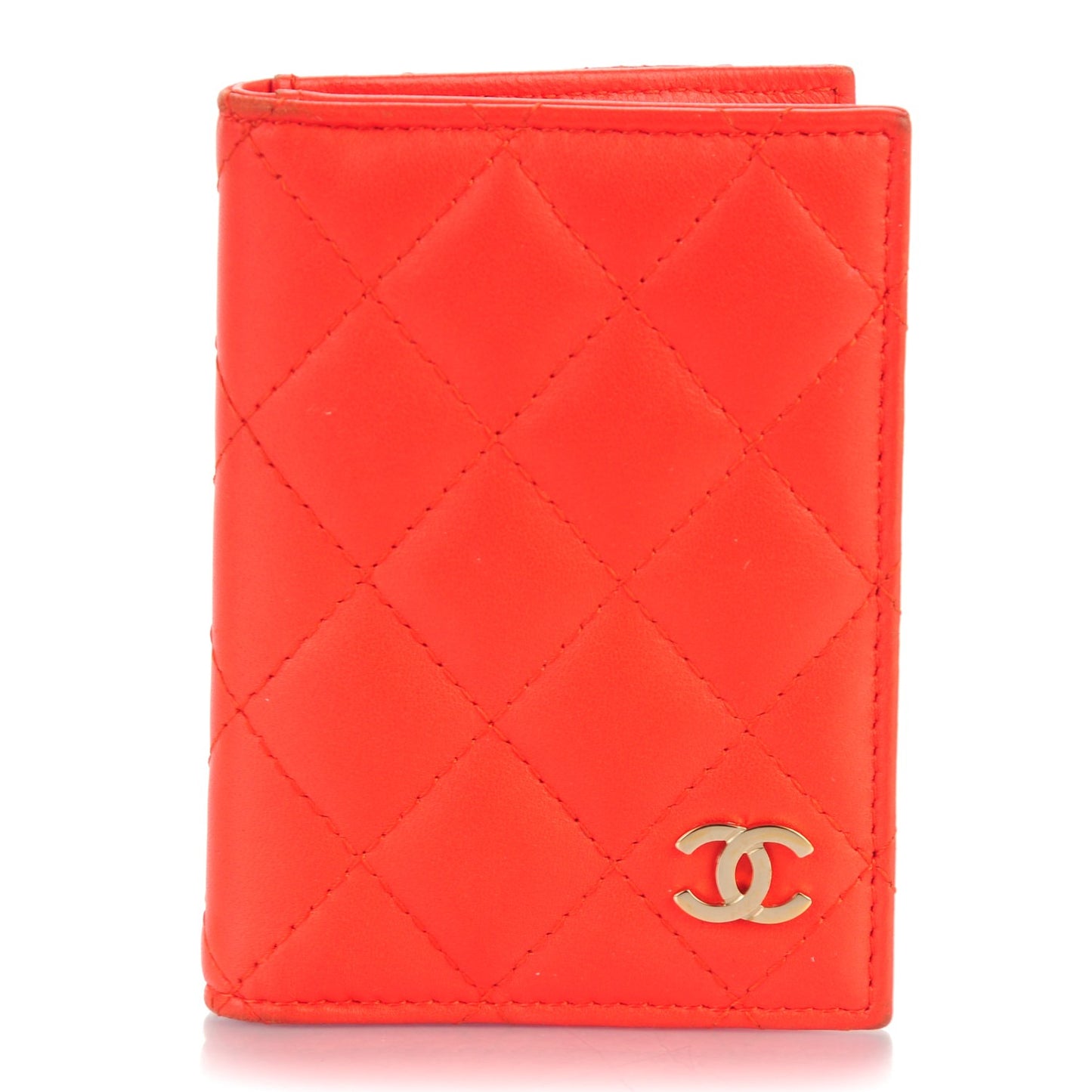 Lambskin Quilted CC Card Holder Wallet Red