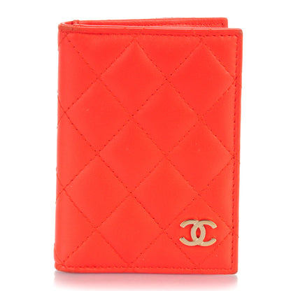 Chanel Lambskin Quilted CC Card Holder Wallet Red 1 of 7