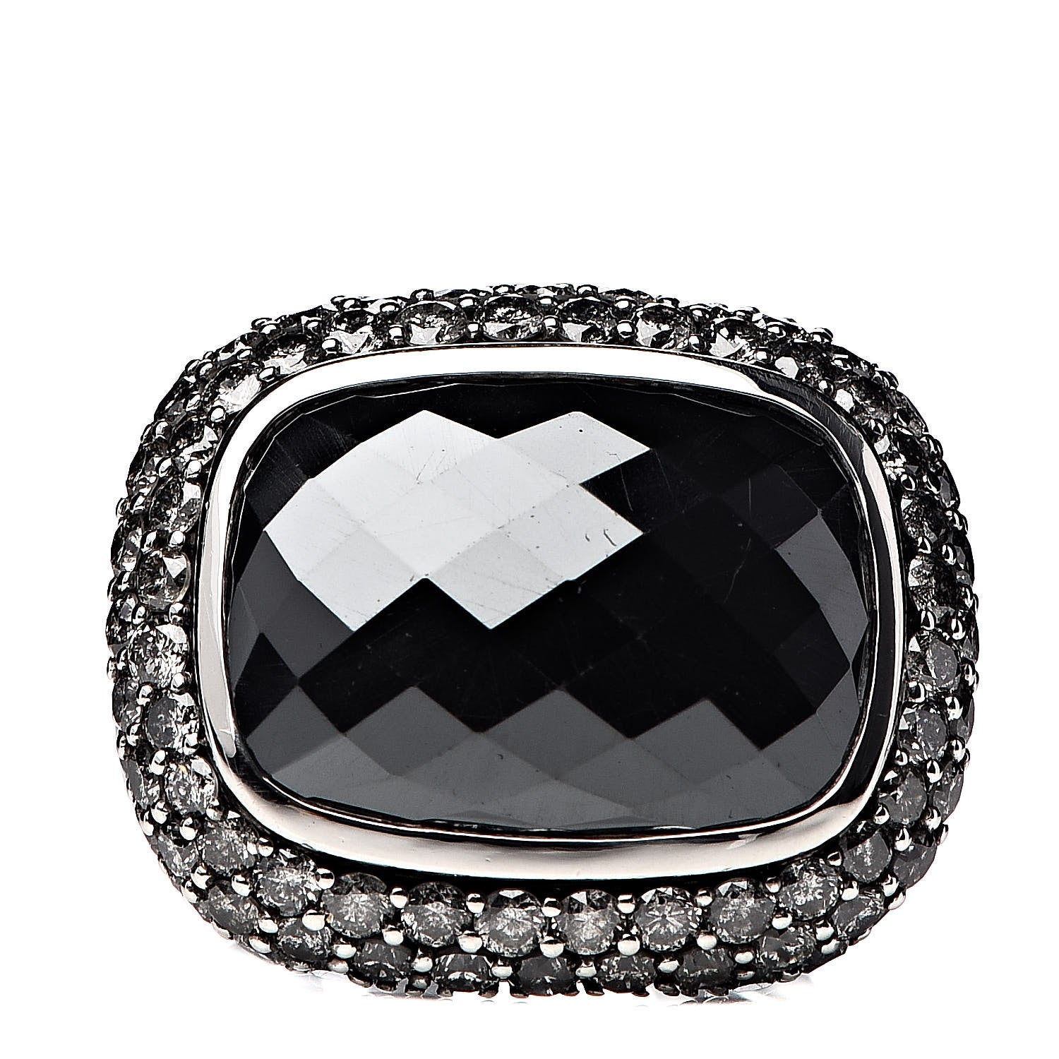 David Yurman Sterling Silver Hematite Diamond Waverly Ring 57 8 1 of 5