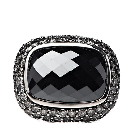 David Yurman Sterling Silver Hematite Diamond Waverly Ring 57 8 1 of 5