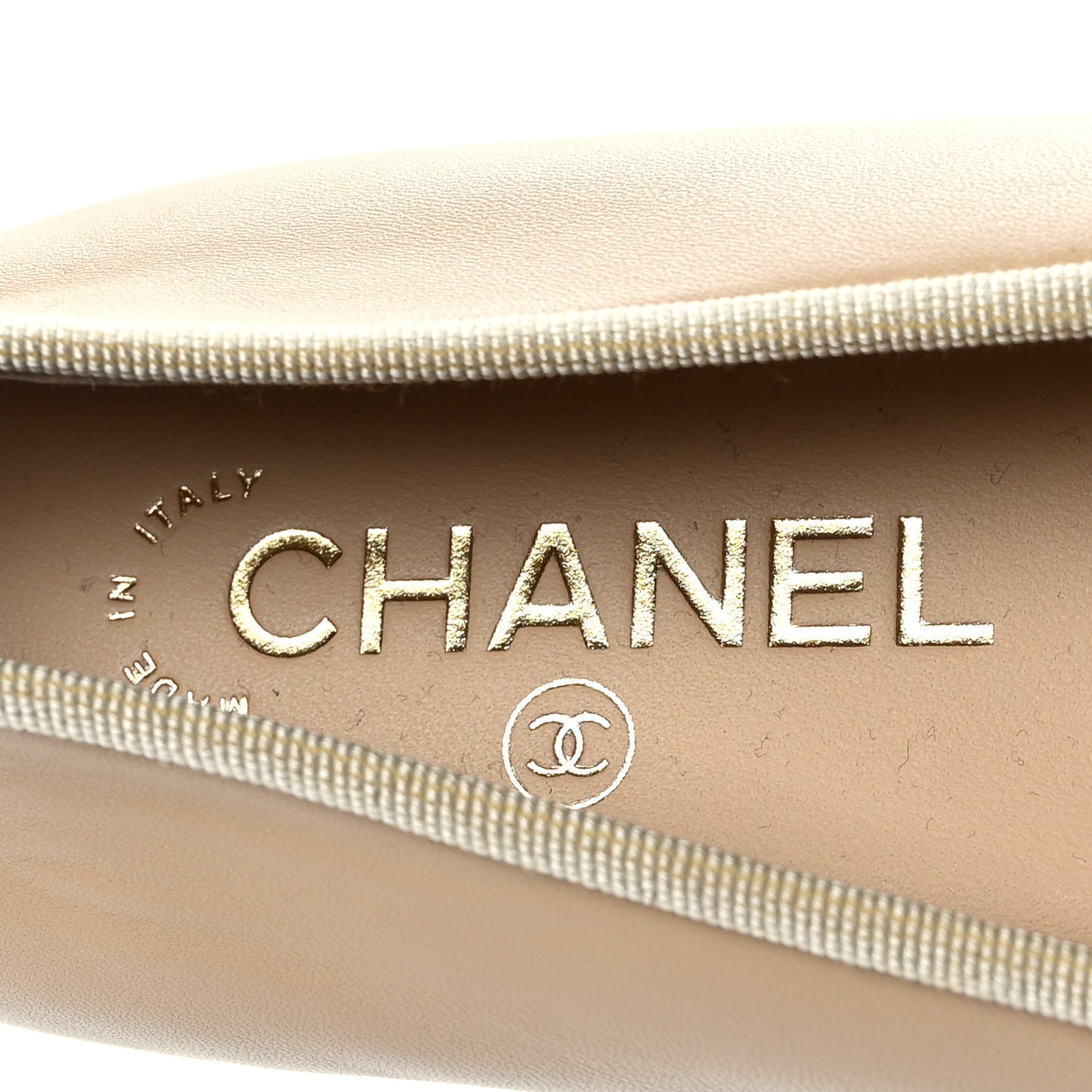 Lambskin Cap Toe CC Ballerina Flats 39.5 Beige Black