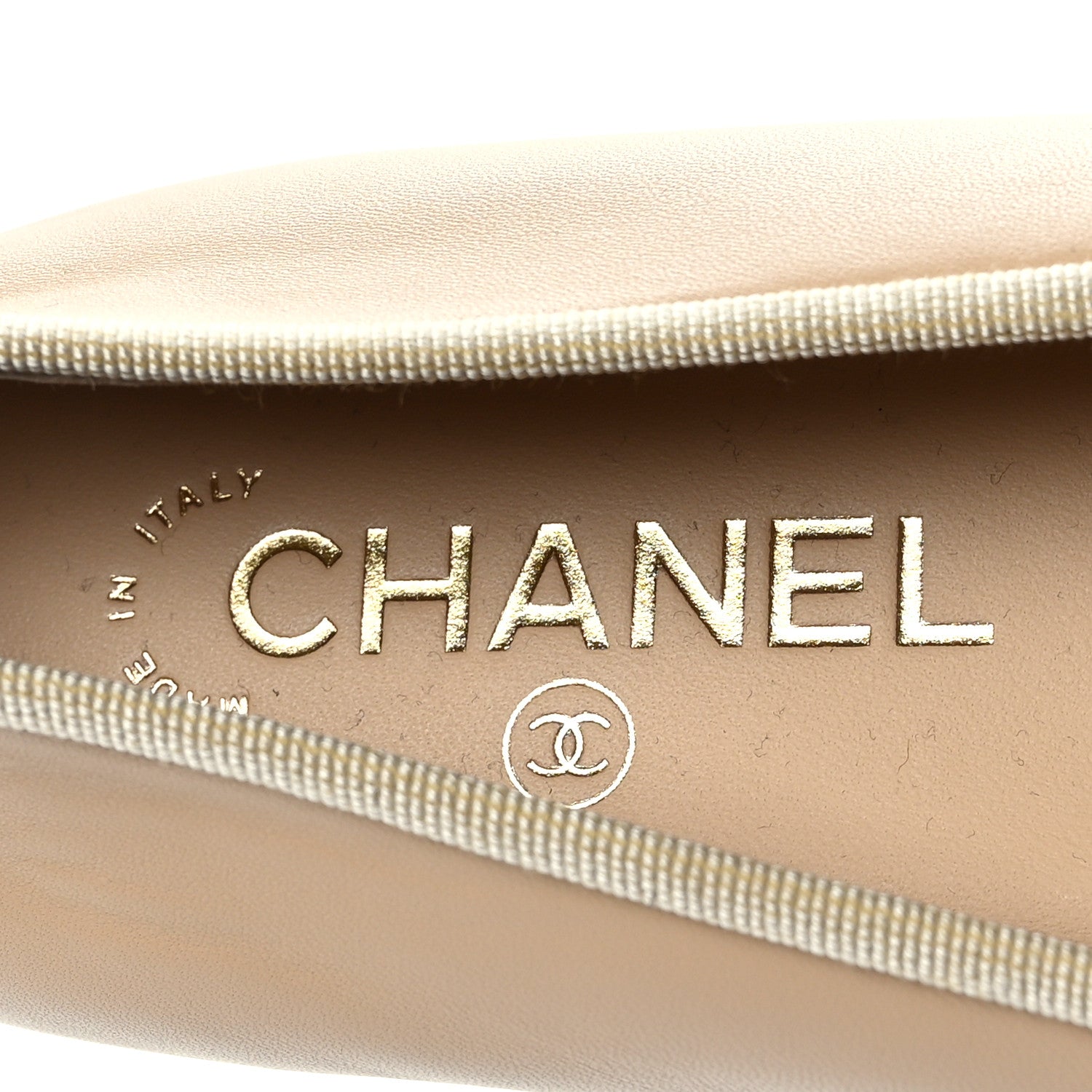 Chanel Lambskin Cap Toe CC Ballerina Flats 39.5 Beige Black 7 of 8