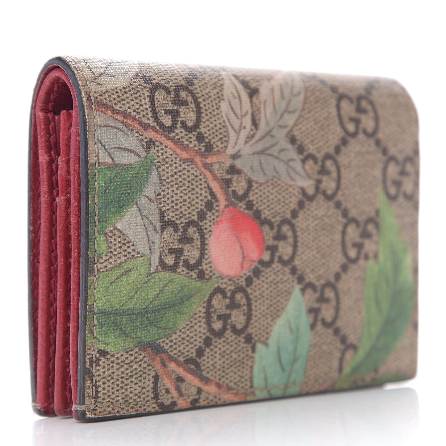 GG Supreme Monogram Tian Card Case Beige Multicolor Red