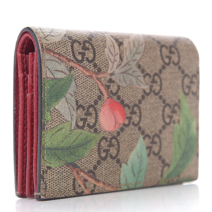 Gucci GG Supreme Monogram Tian Card Case Beige Multicolor Red 2 of 6