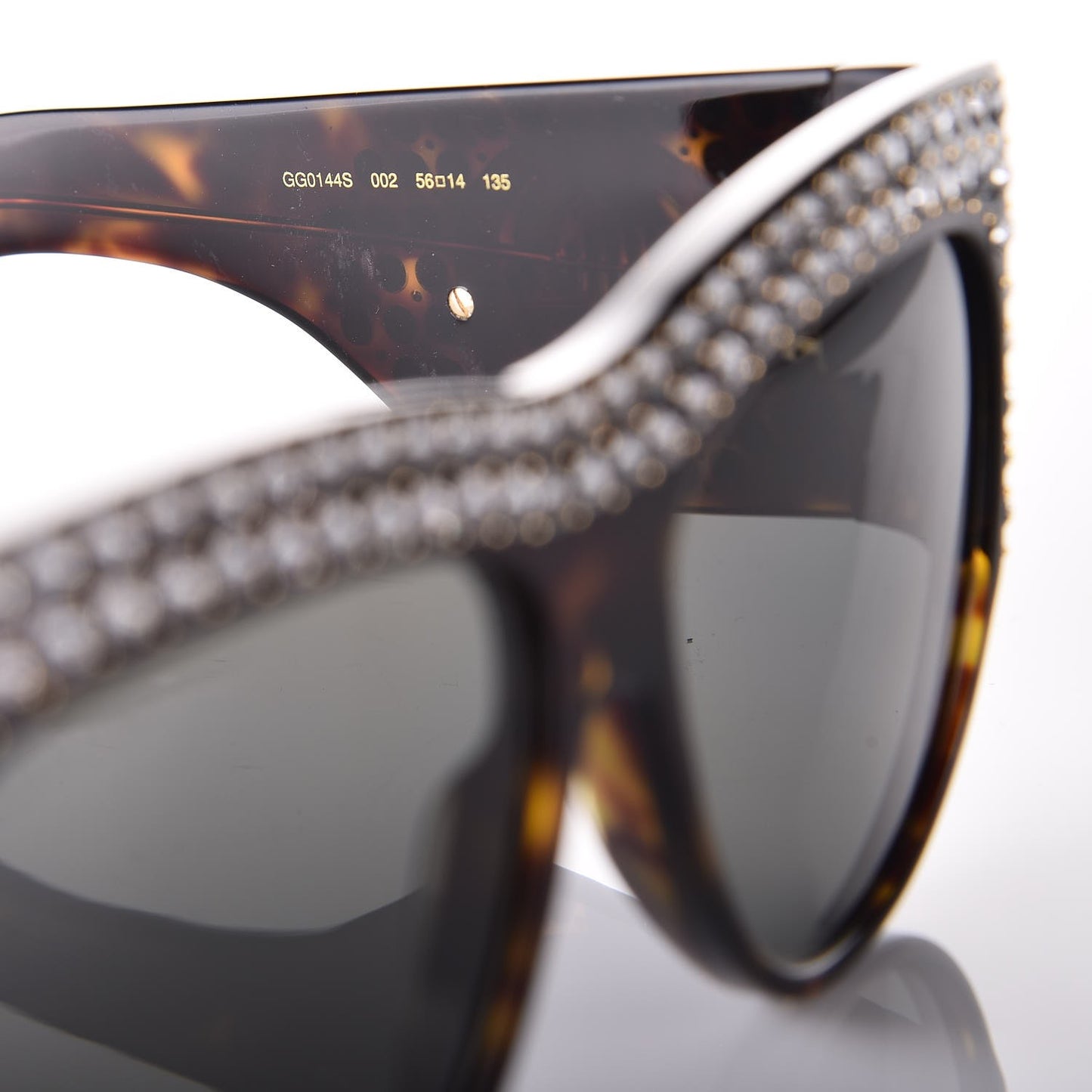 Acetate Crystal Oversize Hollywood Forever Sunglasses GG0144S Tortoiseshell