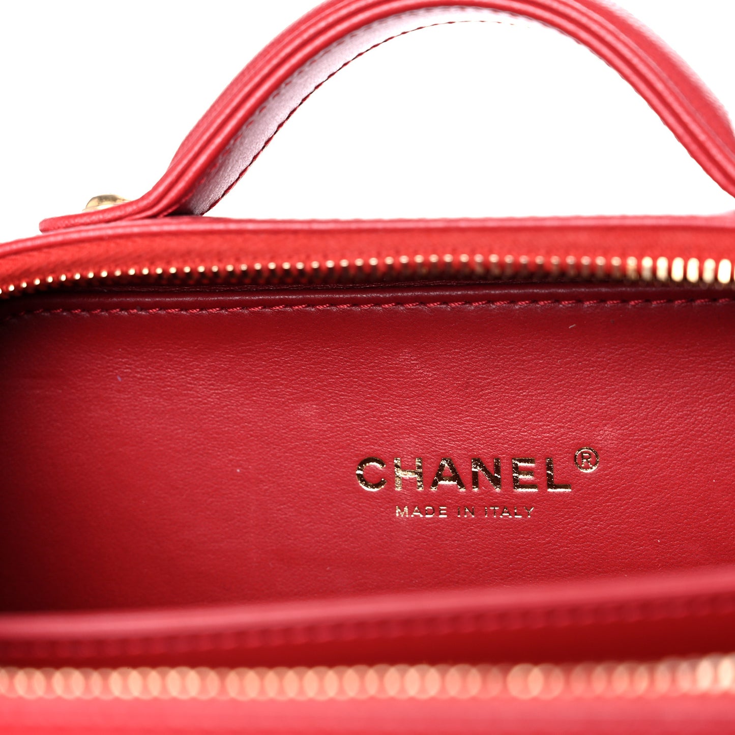 Goatskin Quilted Small CC Filigree Vanity Case Red