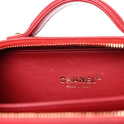 Chanel Goatskin Quilted Small CC Filigree Vanity Case Red 11 of 17