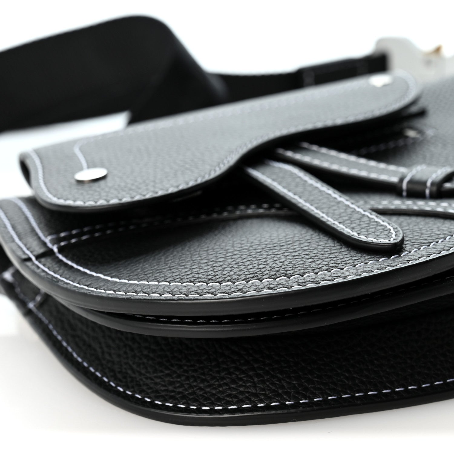 Christian Dior X KAWS Grained Calfskin Saddle Pouch Black 7 of 8