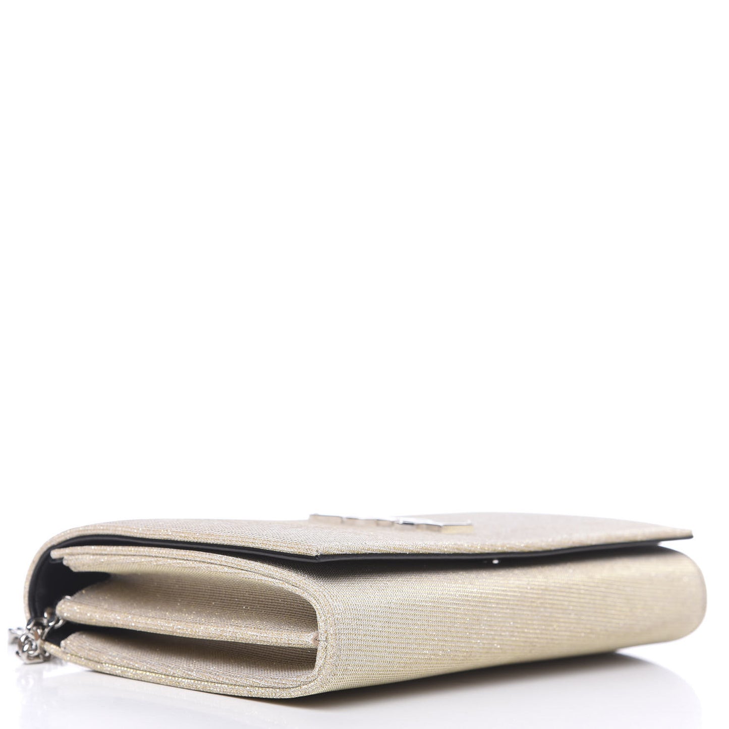 Metallic Sparkle Fabric Monogram Kate Wallet on Chain Perle