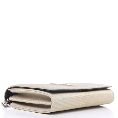 Saint Laurent Metallic Sparkle Fabric Monogram Kate Wallet on Chain Perle 3 of 8