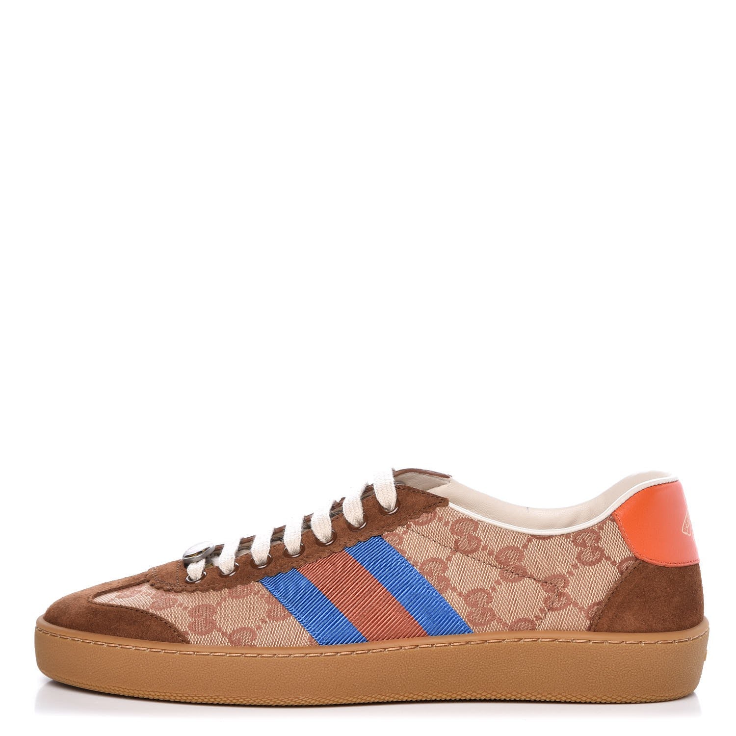 Gucci GG Monogram Suede Web Mens G74 Sneakers 7 Beige Ruggine Cuir 1 of 18