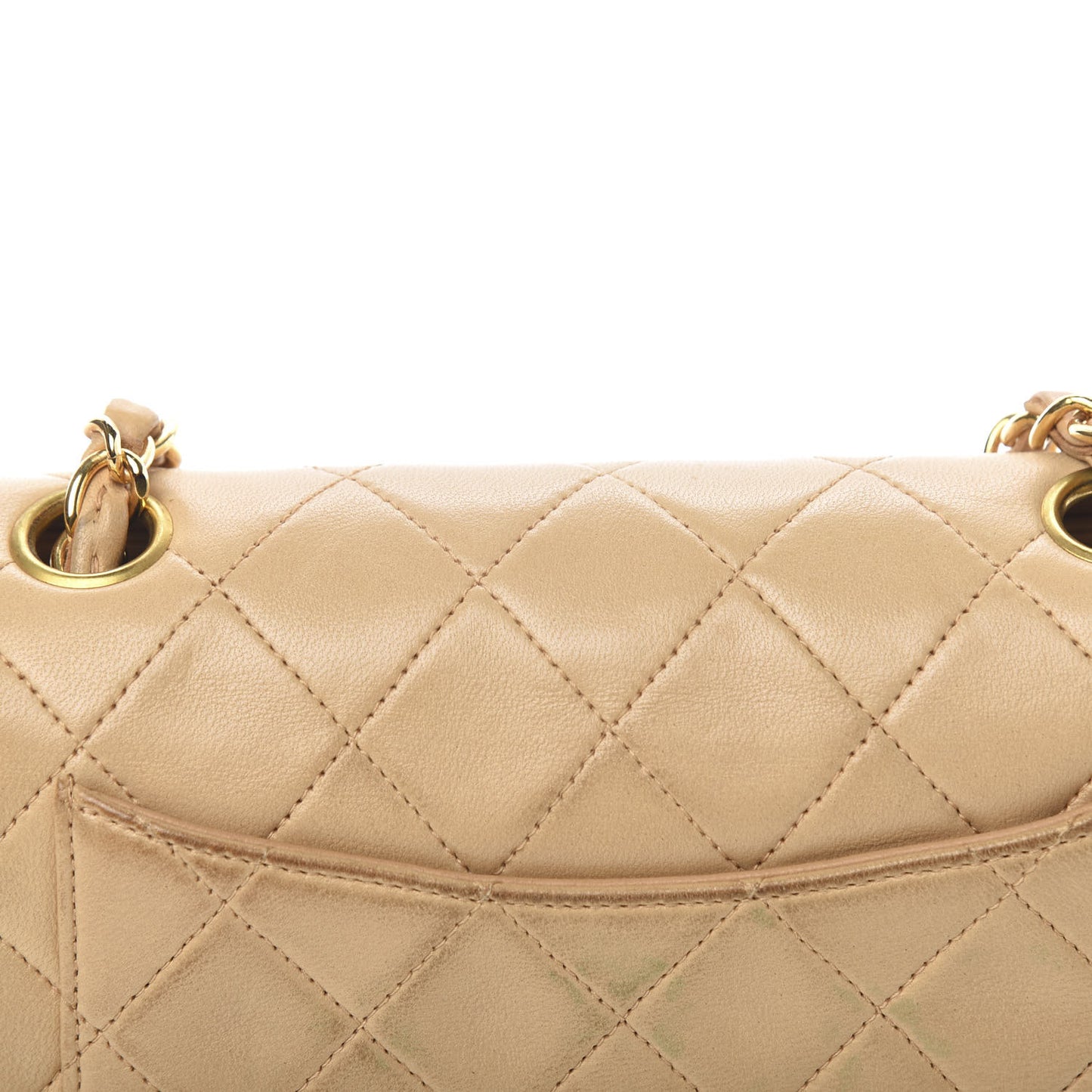 Lambskin Quilted Mini Square Flap Beige