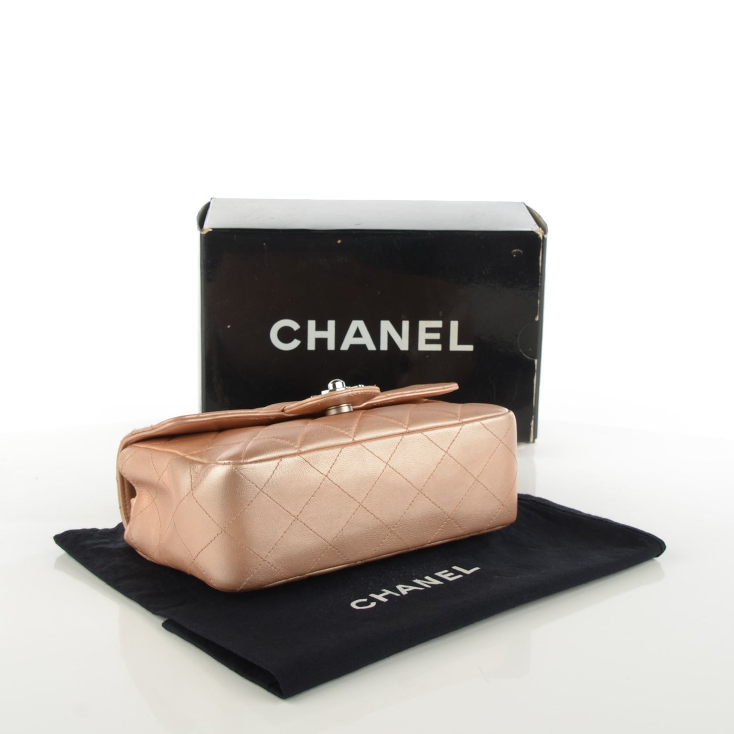 Metallic Lambskin Quilted Extra Mini Flap Light Pink