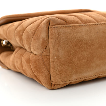 Saint Laurent Suede Calfskin Y Quilted Monogram Small Loulou Chain Satchel Cinnamon 9 of 11