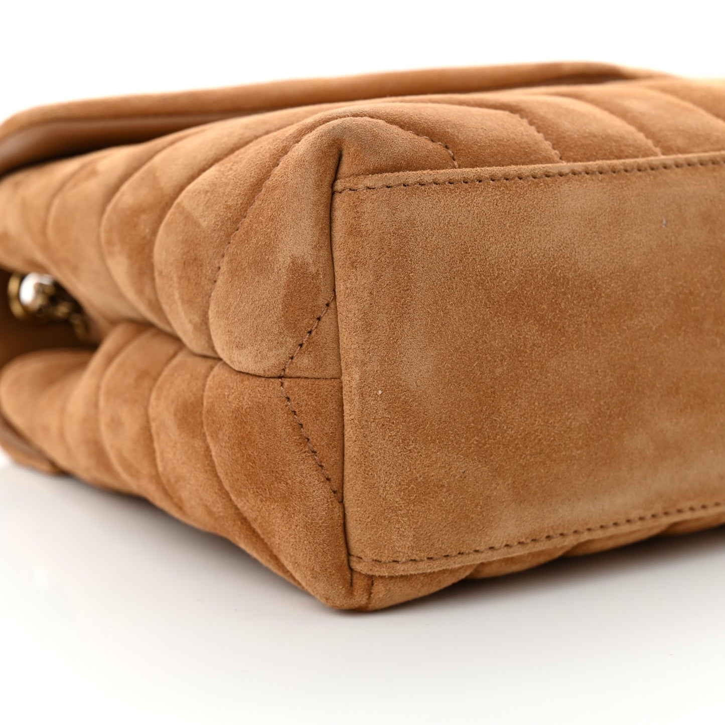 Suede Calfskin Y Quilted Monogram Small Loulou Chain Satchel Cinnamon