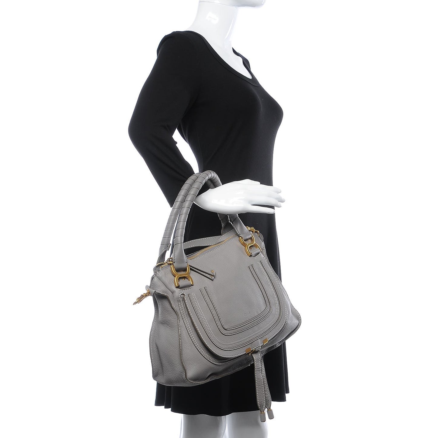 Calfskin Medium Marcie Satchel Cashmere Grey
