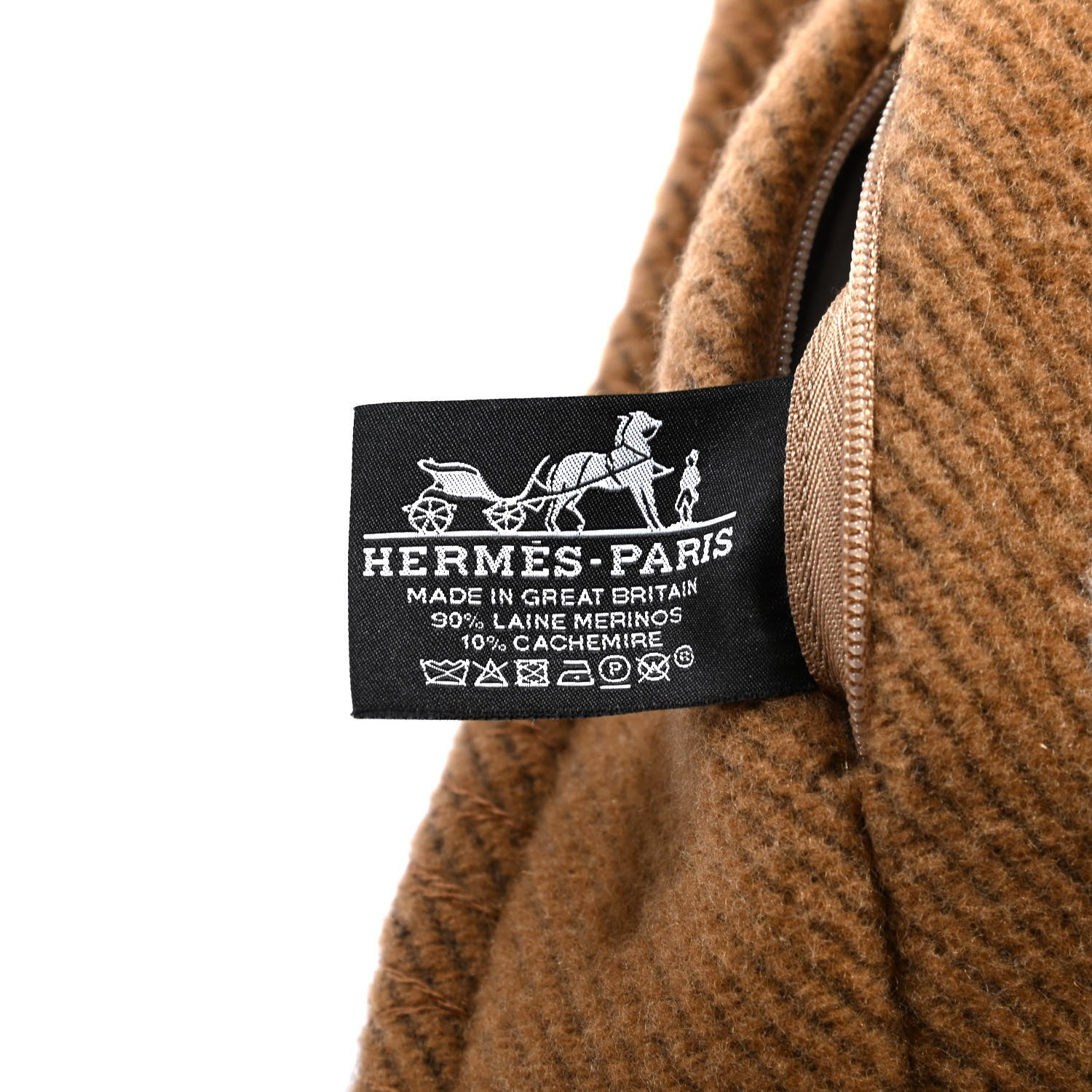 Hermes Wool Cashmere Avalon Pillow PM Ecru Camel 3 of 3