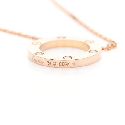 Cartier 18K Pink Gold 3 Diamonds LOVE Pendant Necklace 5 of 5