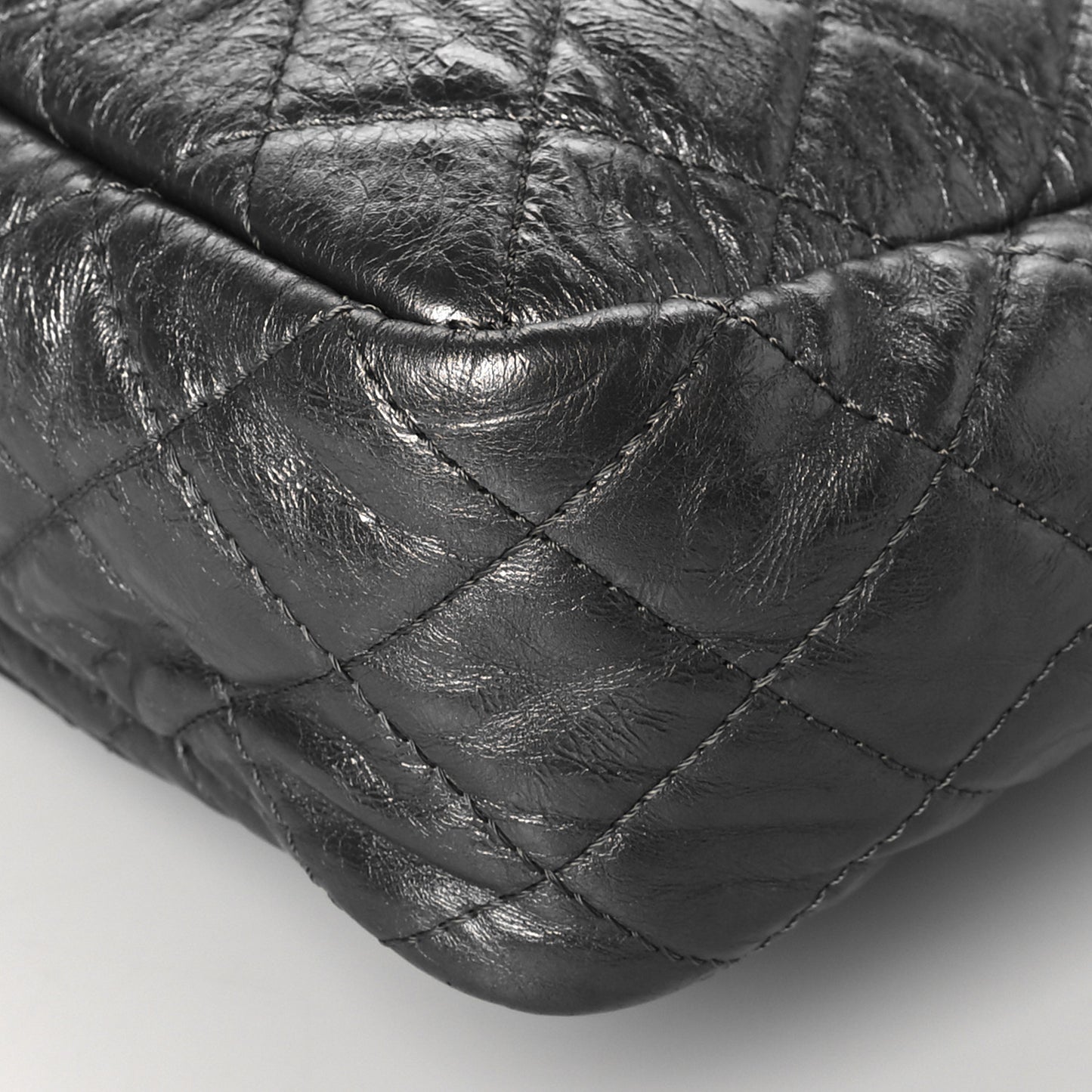 Metallic Aged Calfskin Quilted Large Reissue Camera Case Silver