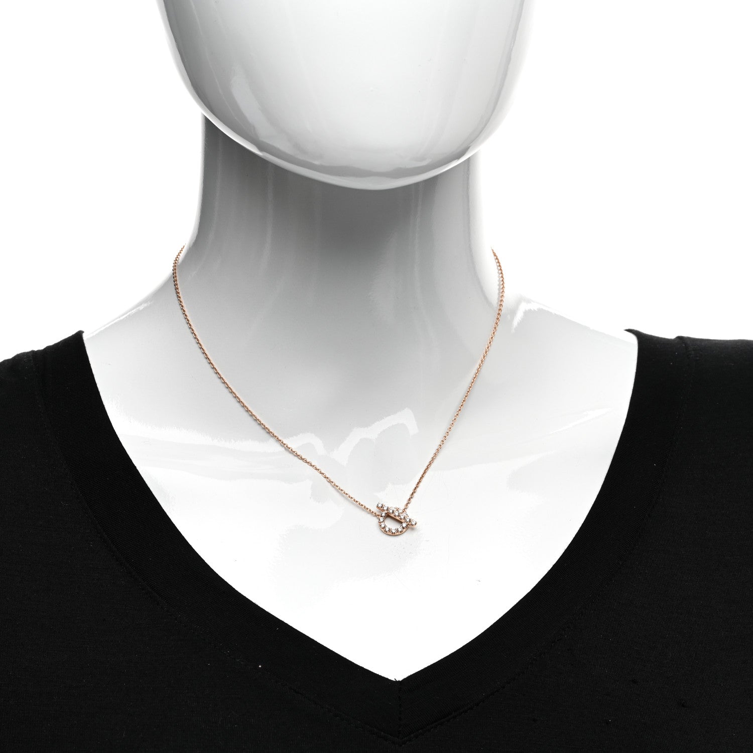 Hermes 18K Rose Gold Diamond Finesse Pendant Necklace 2 of 5