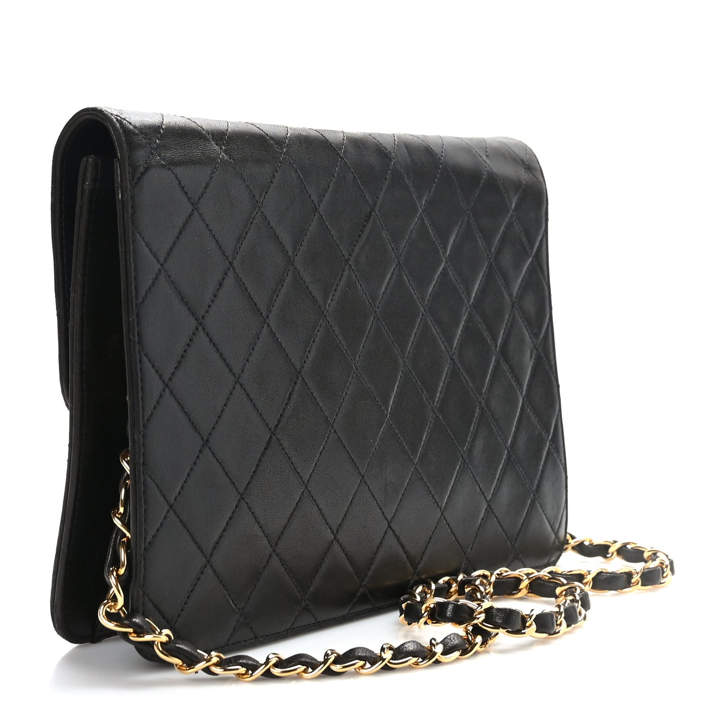 Lambskin Quilted Medium Single Flap Black