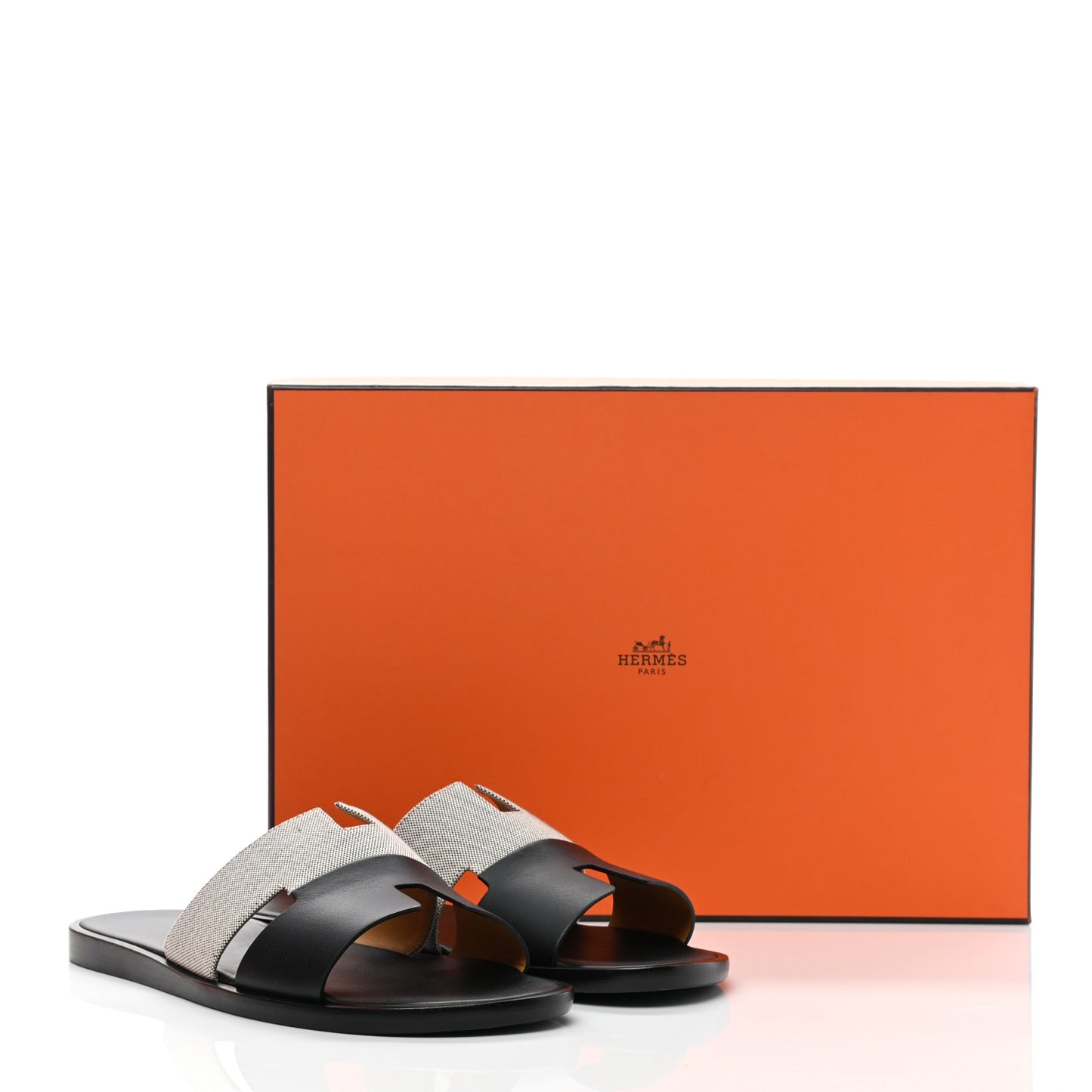 Canvas Calfskin Mens Izmir Sandals 40 Black Prunoir