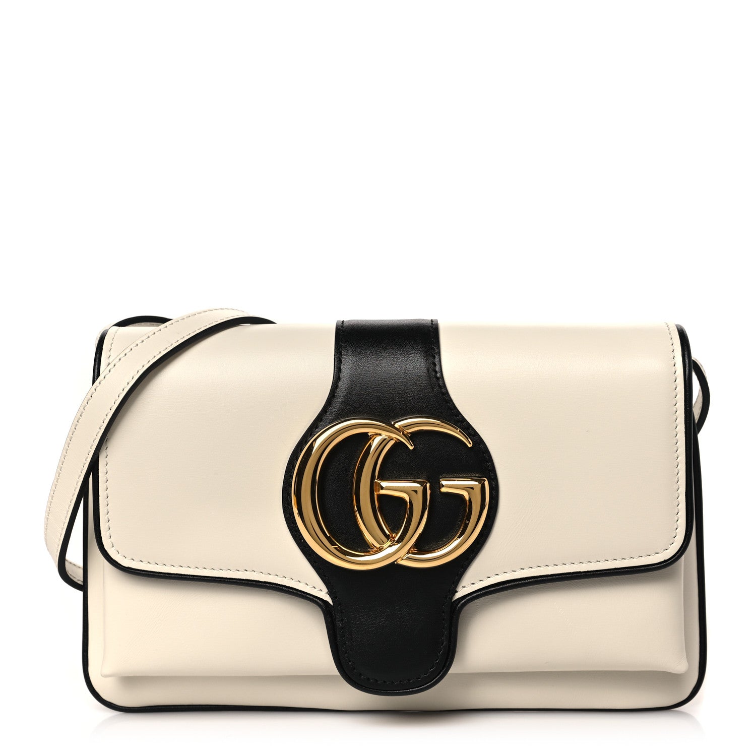 Gucci Vitello Palmellato Lux Bi-Color Small Arli Flap Shoulder Bag Mystic White Black 1 of 9