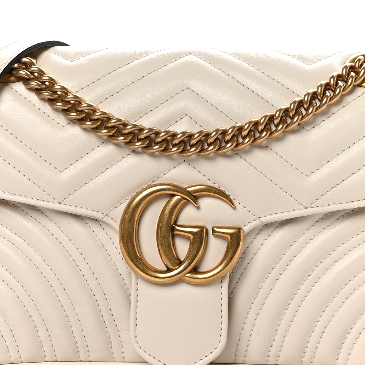 Gucci Calfskin Matelasse Small GG Marmont Shoulder Bag White 8 of 10