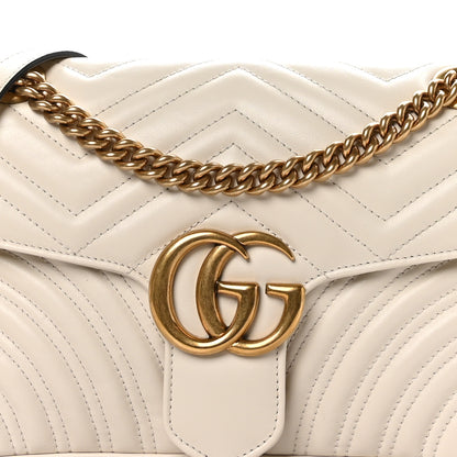 Gucci Calfskin Matelasse Small GG Marmont Shoulder Bag White 8 of 10
