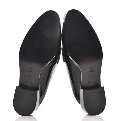 Louis Vuitton Monogram Patent Academy Open Back Loafers 37.5 Black 5 of 8