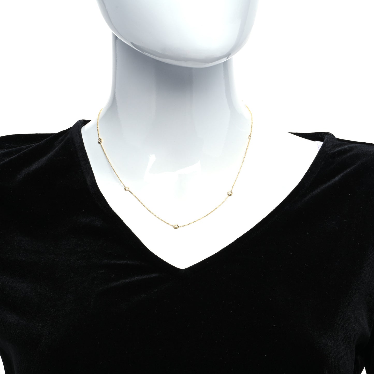 18K Yellow Gold Diamond .23ctw Diamonds By The Inch Five Station Necklace