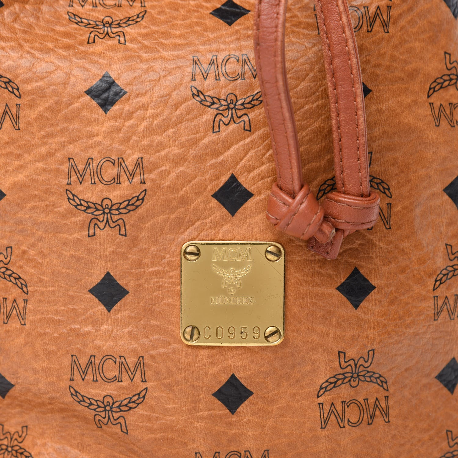 MCM Visetos Drawstring Bag Cognac 9 of 9