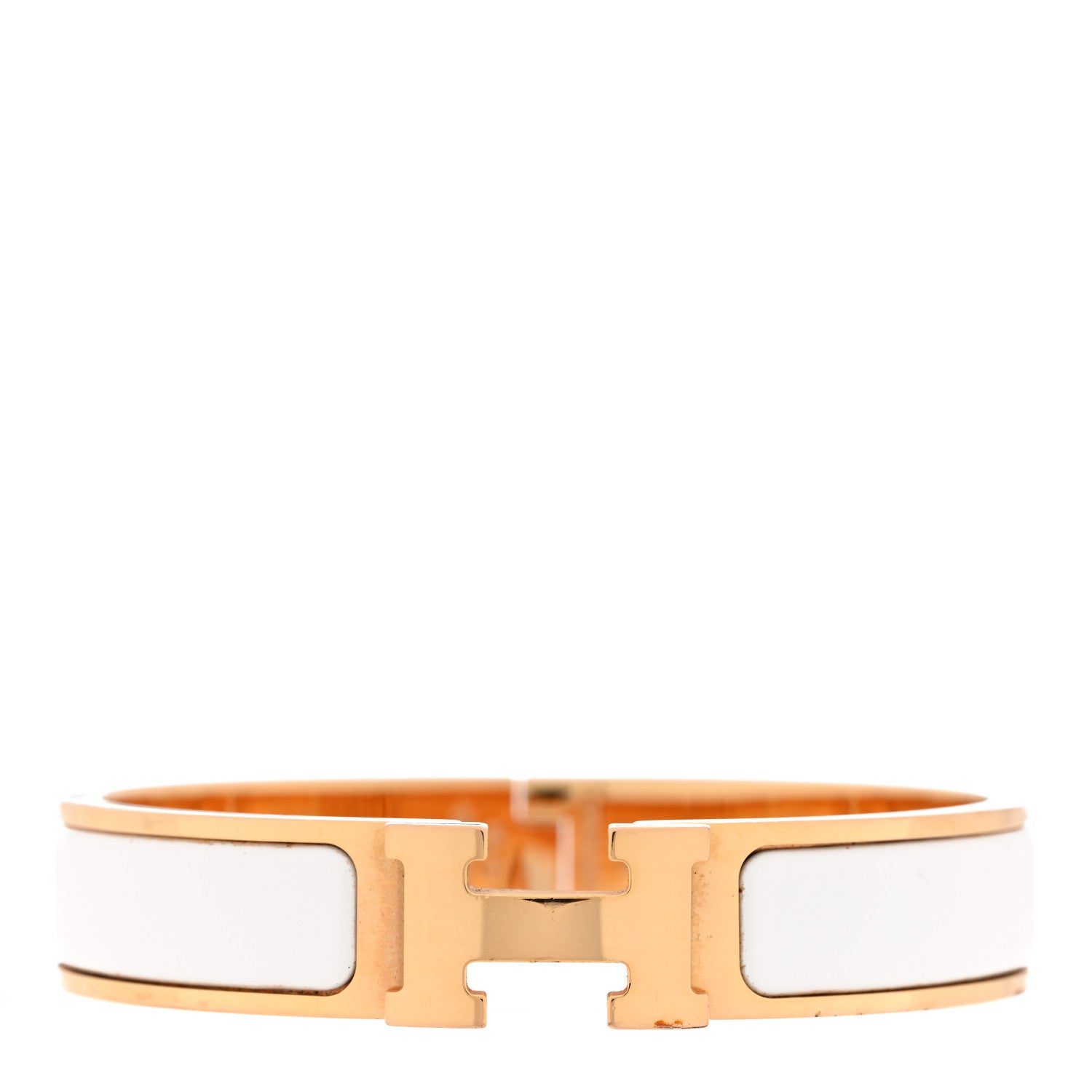 Hermes Enamel Narrow Clic Clac H Bracelet PM White 1 of 4