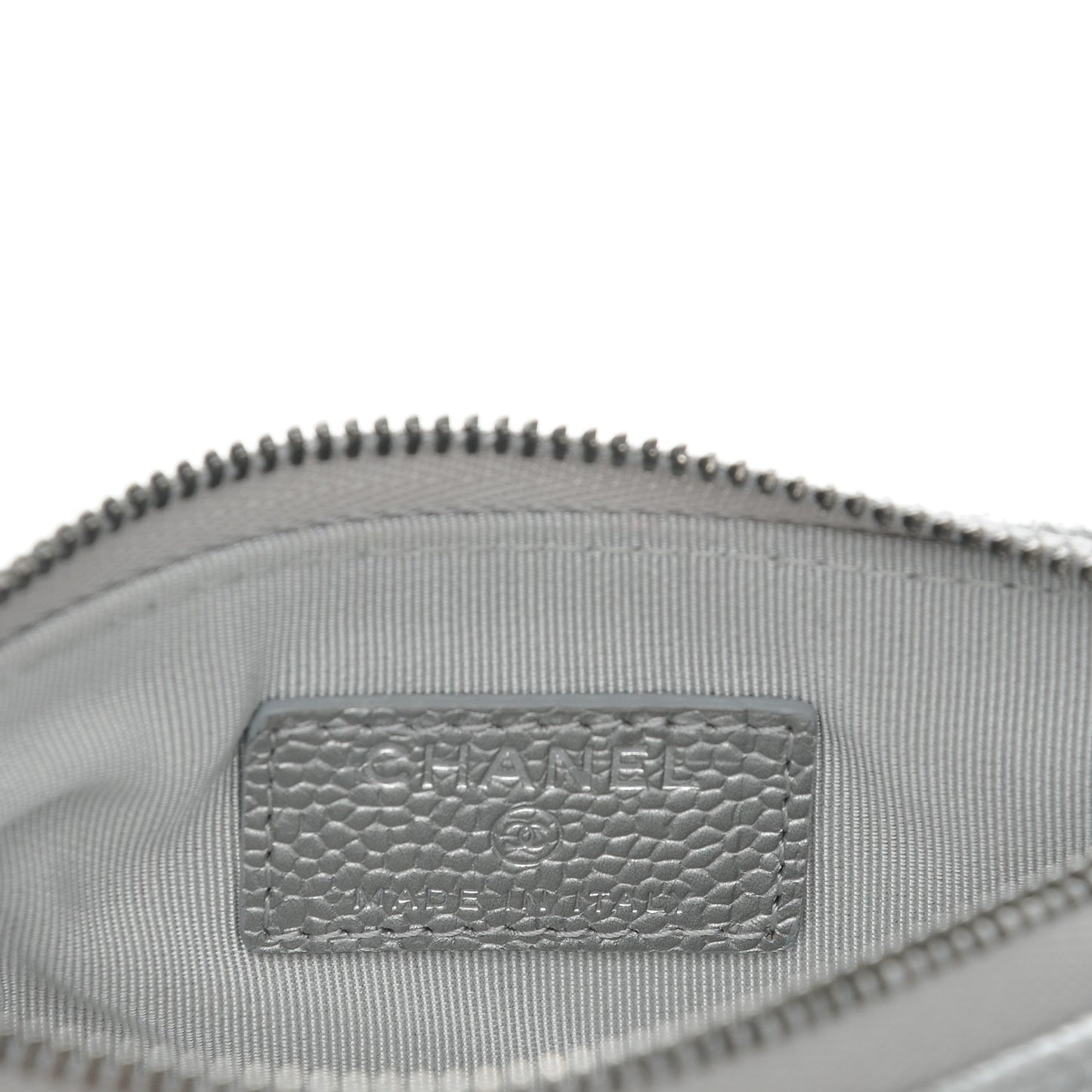 Metallic Caviar Quilted Small Cosmetic Case Silver
