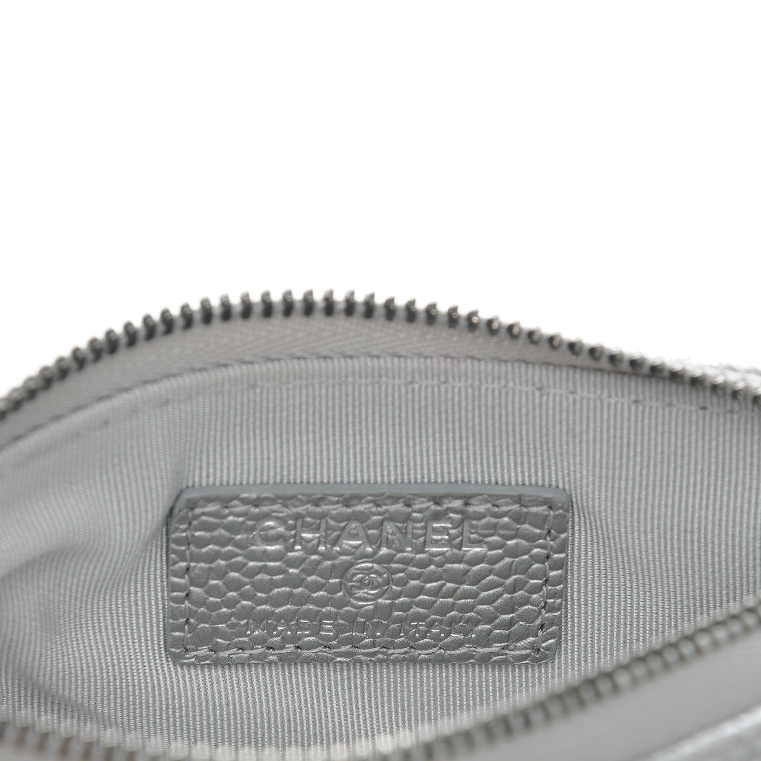 Chanel Metallic Caviar Quilted Small Cosmetic Case Silver 6 of 7