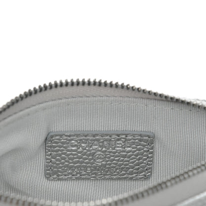 Chanel Metallic Caviar Quilted Small Cosmetic Case Silver 6 of 7