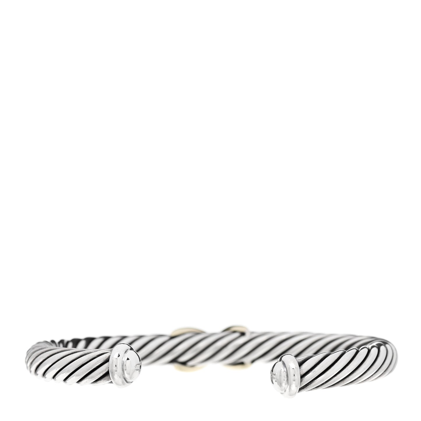 Sterling Silver 14K Yellow Gold 7mm X Station Cable Bracelet