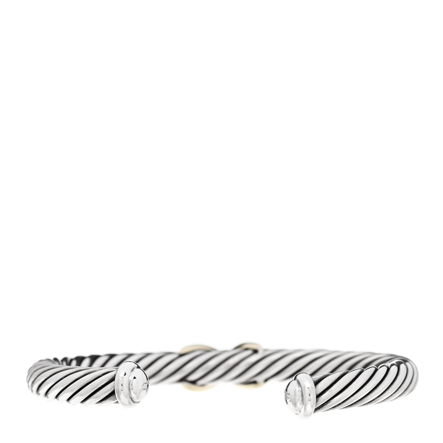 David Yurman Sterling Silver 14K Yellow Gold 7mm X Station Cable Bracelet 2 of 3