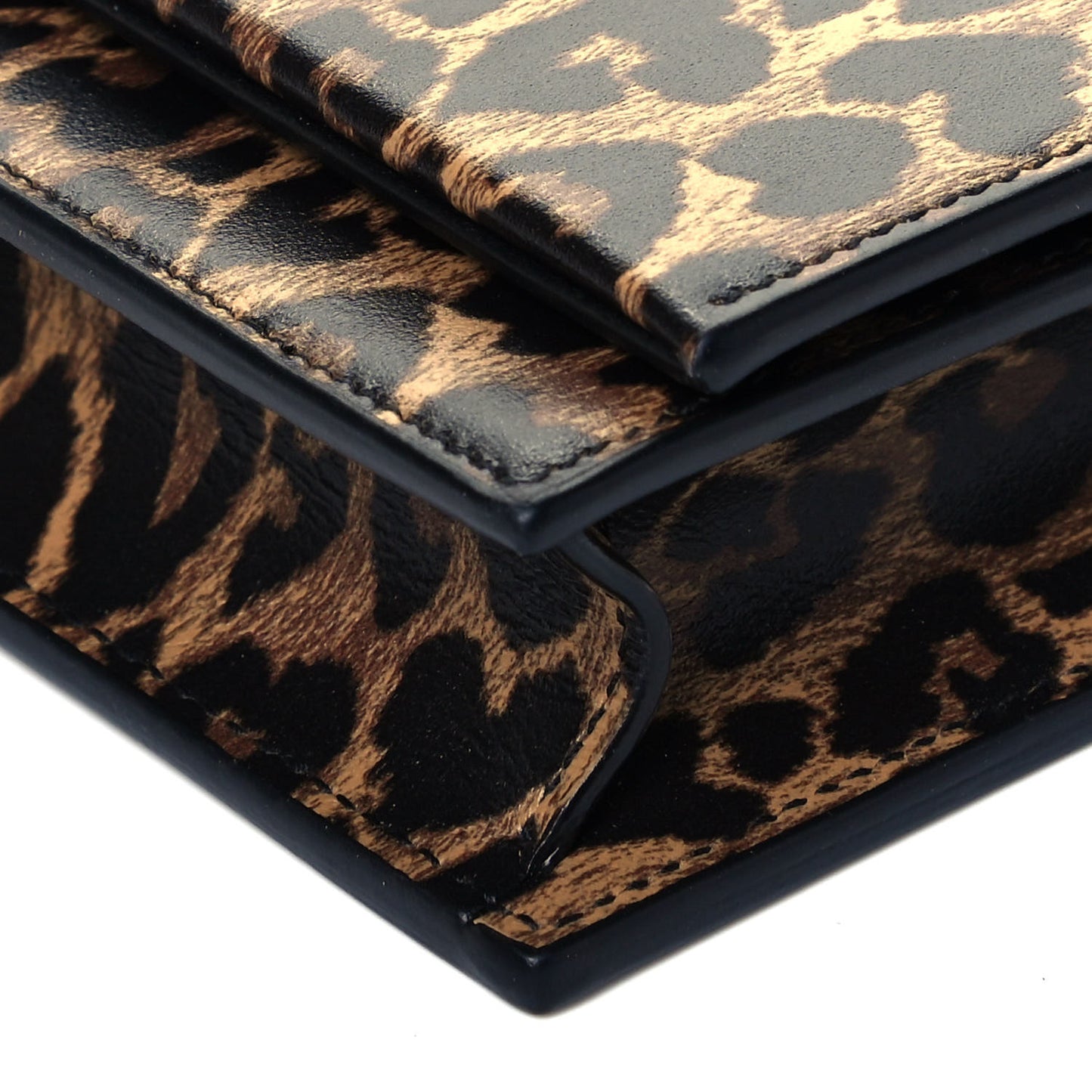 Calfskin Heart Leopard Print Classic Monogram Kate Tassel Satchel Toffee