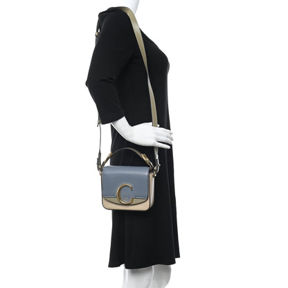 Chloe Shiny Calfskin Mini C Double Carry Blue Beige 2 of 9