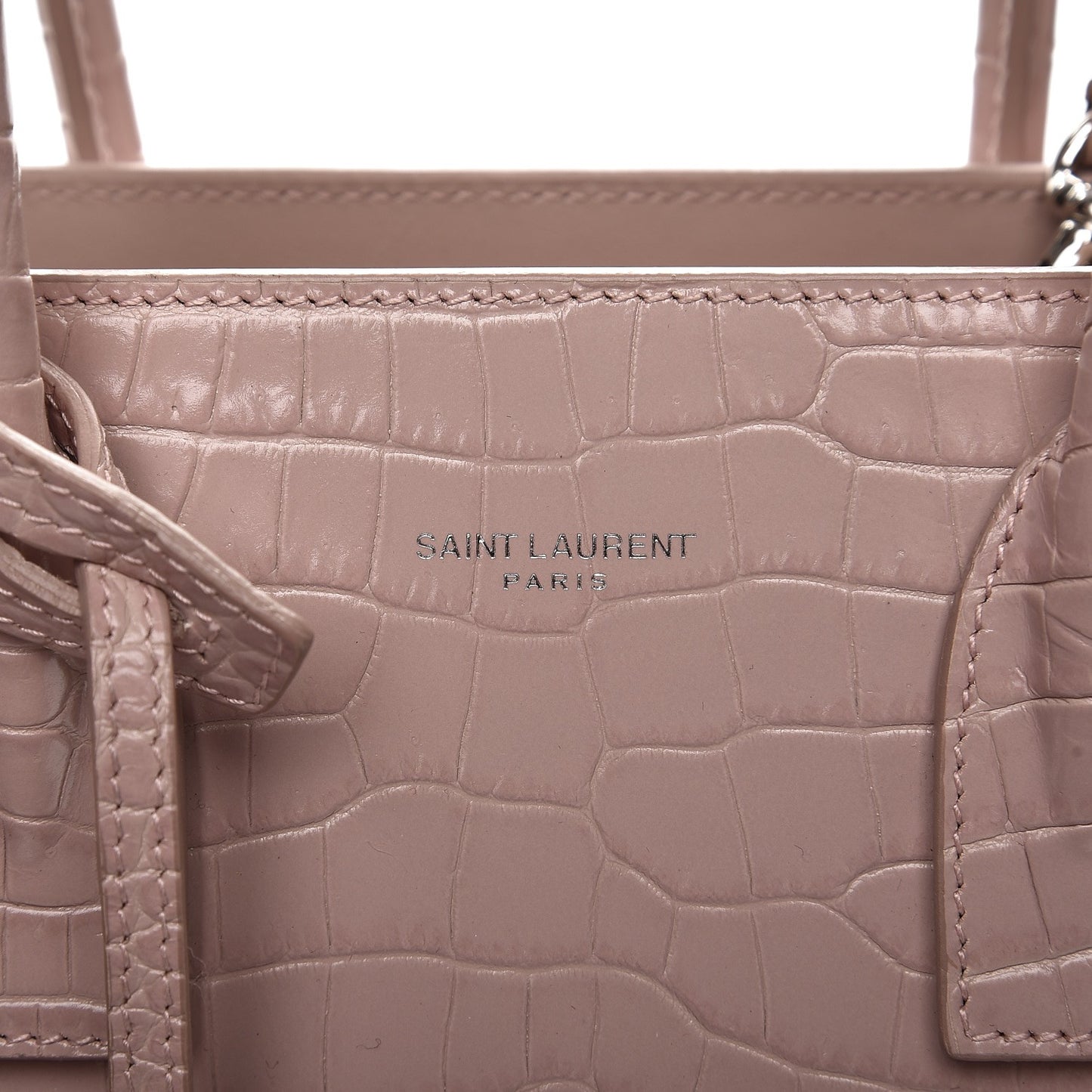 Calfskin Crocodile Embossed Baby Sac De Jour Rose Antic