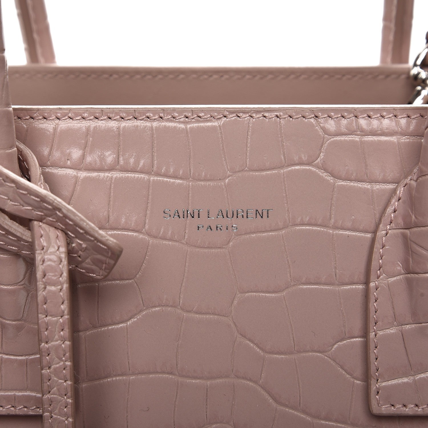 Saint Laurent Calfskin Crocodile Embossed Baby Sac De Jour Rose Antic 9 of 11