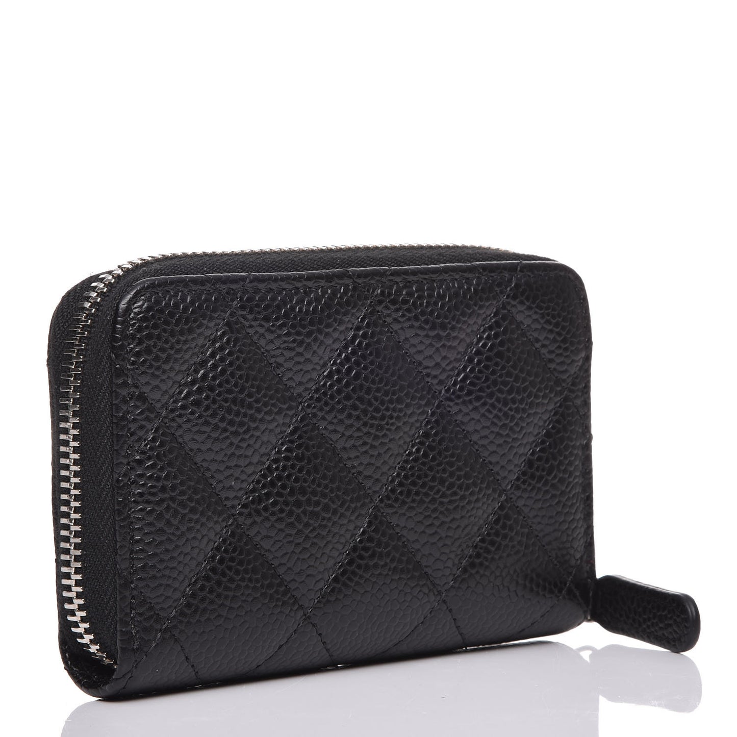 Caviar Quilted Zip Coin Purse Black