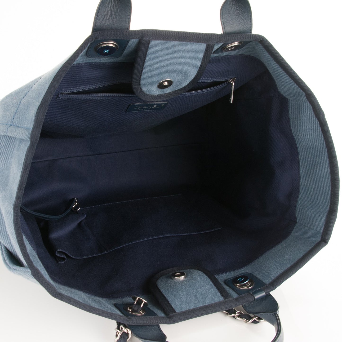 Canvas Sequin Large Deauville Tote Navy