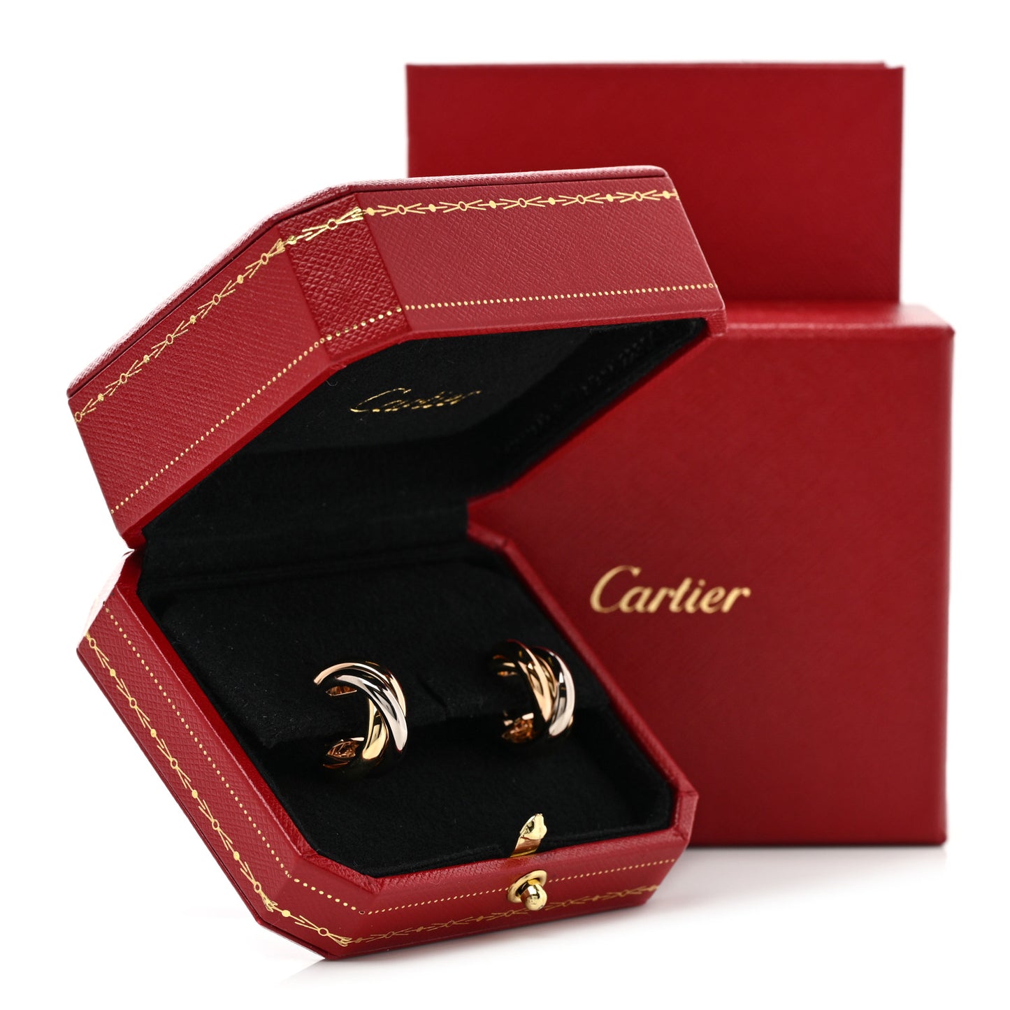 18K Pink Yellow White Gold Small Trinity Earrings