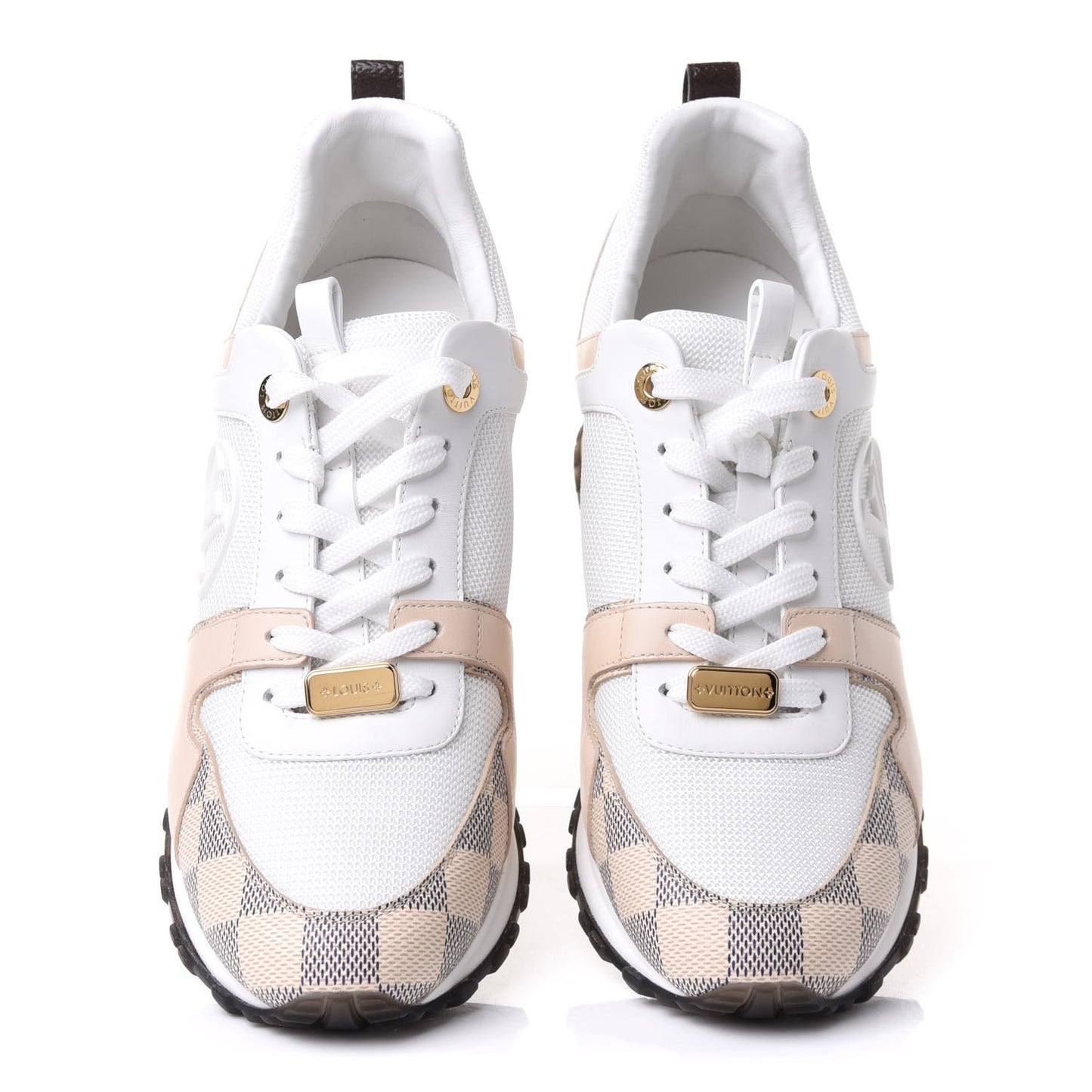 Calfskin Damier Azur Run Away Sneakers 38 White